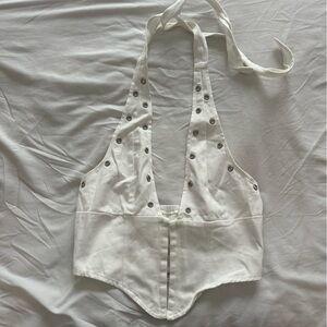 NWOT White Corset Halter Crop Top